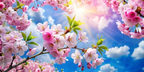 Cherry Blossoms Blooming in Sunlight, Spring , Cherry , Nature , Flowers