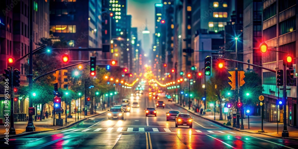 Cityscape with Traffic Lights at Dusk, Digital Painting, Night Cityscape, Street Photography, Urban Landscape Cityscape with Traffic Lights at Dusk, Digital Painting, Night Cityscape, Street Photography, Urban Landscape