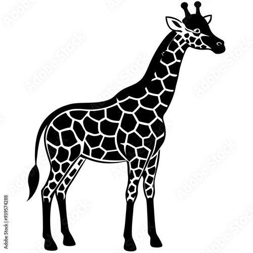 giraffe icon Silhouette Black Vector