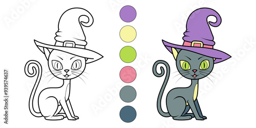 cat in a hat, coloring for kids