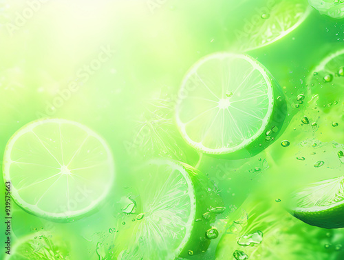 Incredible Fresh lime slices on a bright yellow background, perfect for summer drinks