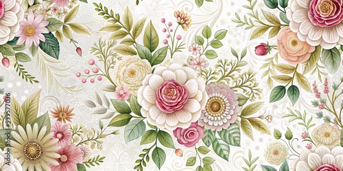 Wallpaper Mural Floral Dream A Watercolor Bouquet of Delicate Blooms and Lush Greenery, floral , watercolor , botanical , seamless , pattern Torontodigital.ca
