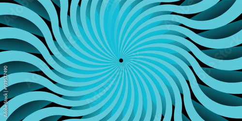 Black and white spiral background, swirling radial pattern, abstract vector illustration