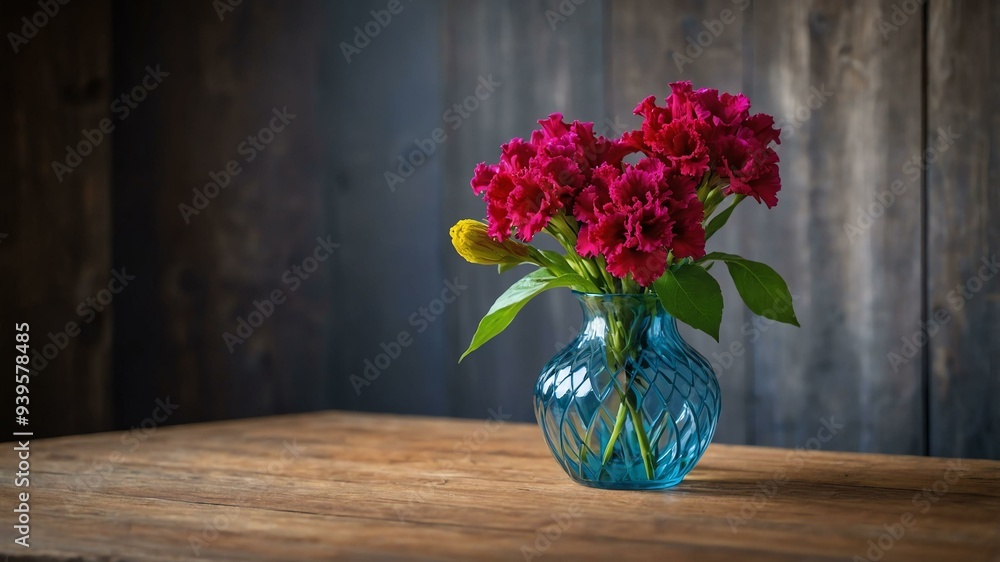 custom made wallpaper toronto digitalstock photography cockscomb flower in a beautiful vase with a background of wooden table