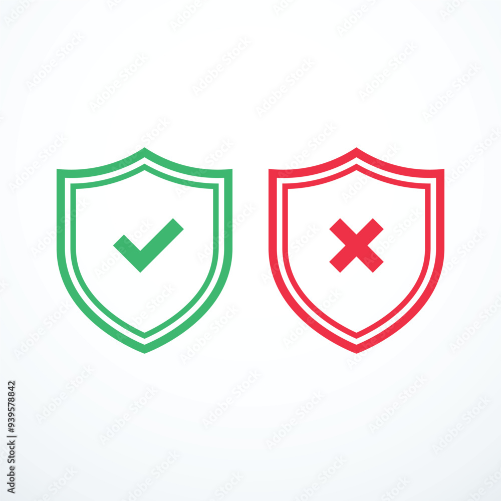 Shield check mark icon set. Vector illustration	