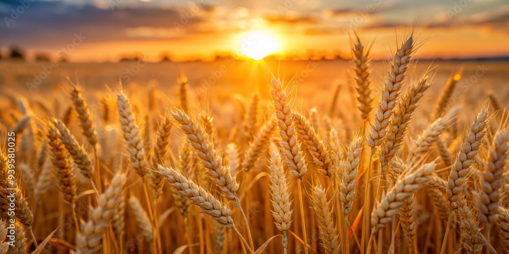 Golden Wheat Field at Sunset, Agriculture, Golden Hour, Sunset, Wheat Field Golden Wheat Field at Sunset, Agriculture, Golden Hour, Sunset, Wheat Field