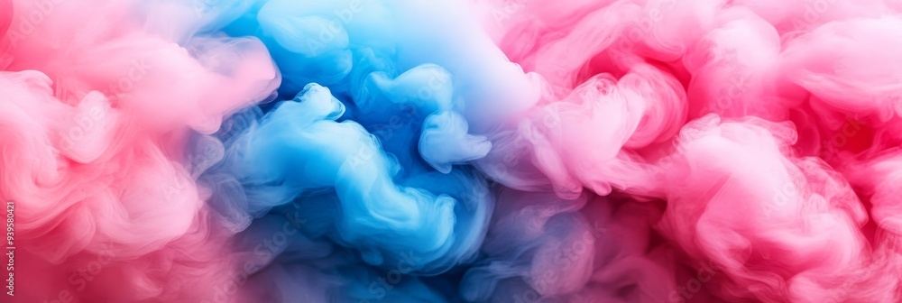 Fototapeta premium A dreamy abstract background with soft, swirling blue and pink watercolor paint. It evokes feelings of calmness, creativity, and gentle energy.