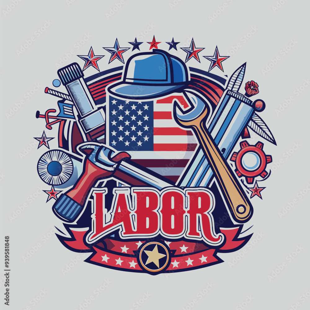 Naklejka premium Labor Day composition typographic T shirt design.