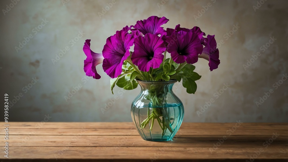 stock photography petunia flower in a beautiful vase with a background of wooden table stock photography petunia flower in a beautiful vase with a background of wooden table