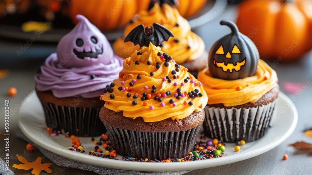 Halloween Cupcakes with Spooky Decorations Halloween Cupcakes with Spooky Decorations