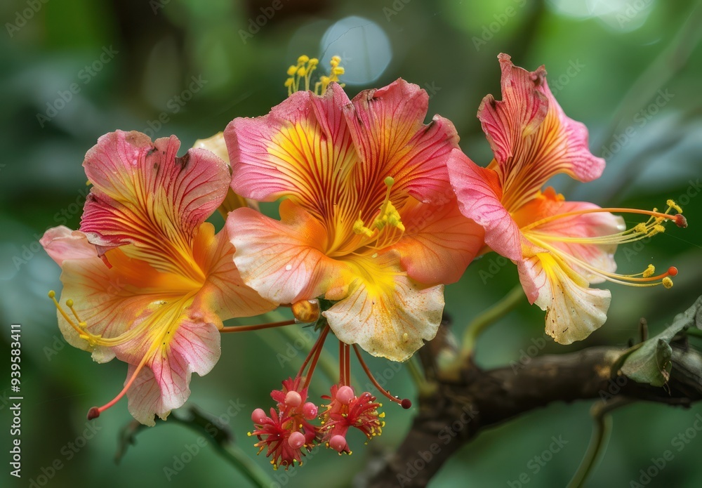 Fototapeta premium Close-up of a Vibrant Pink and Yellow Flower