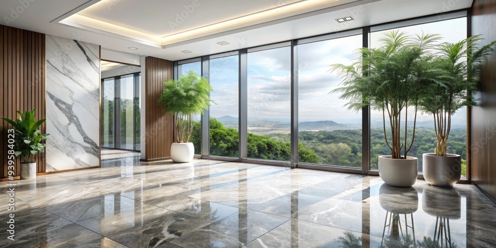 Modern Interior Design with Marble Floor and Large Windows, interior design, modern design, marble, large windows Modern Interior Design with Marble Floor and Large Windows, interior design, modern design, marble, large windows