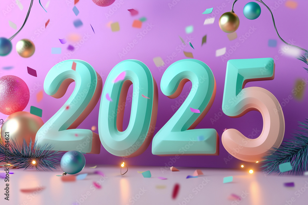 A cute style New Year’s design showcasing a vintage hot air balloon with a A cute style New Year’s design showcasing a vintage hot air balloon with a