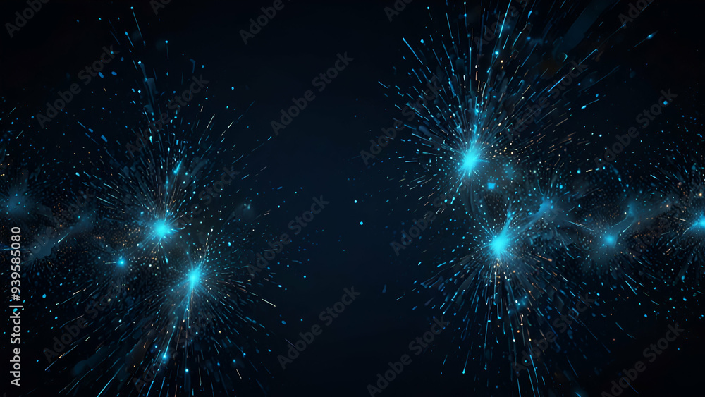 Naklejka premium Dark Blue Background with Glowing Particles. Abstract Design of Soft Light and Subtle Motion.