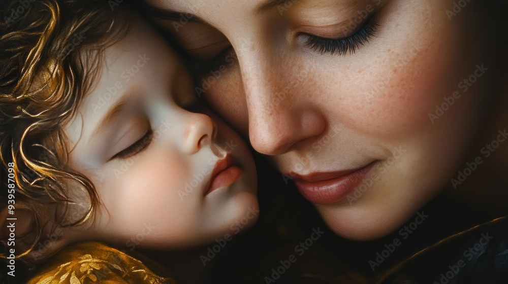 Heartfelt Hug: Mother and Child Together Heartfelt Hug: Mother and Child Together