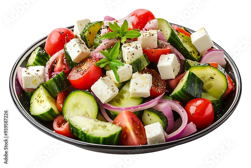  Delicious greek salad isolated on transparent background