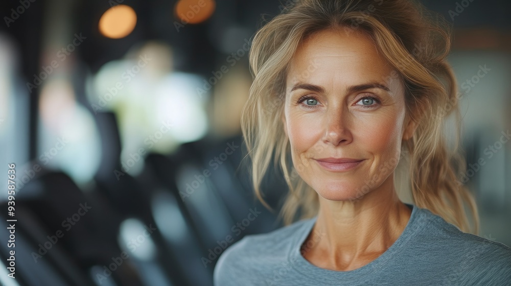 Fototapeta premium Indoor Fitness Routine: Woman Running on Treadmill