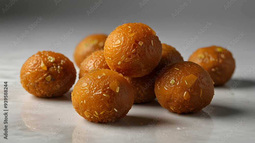 Fototapeta premium Laddu, an Indian Dessert, Isolated on a White Background