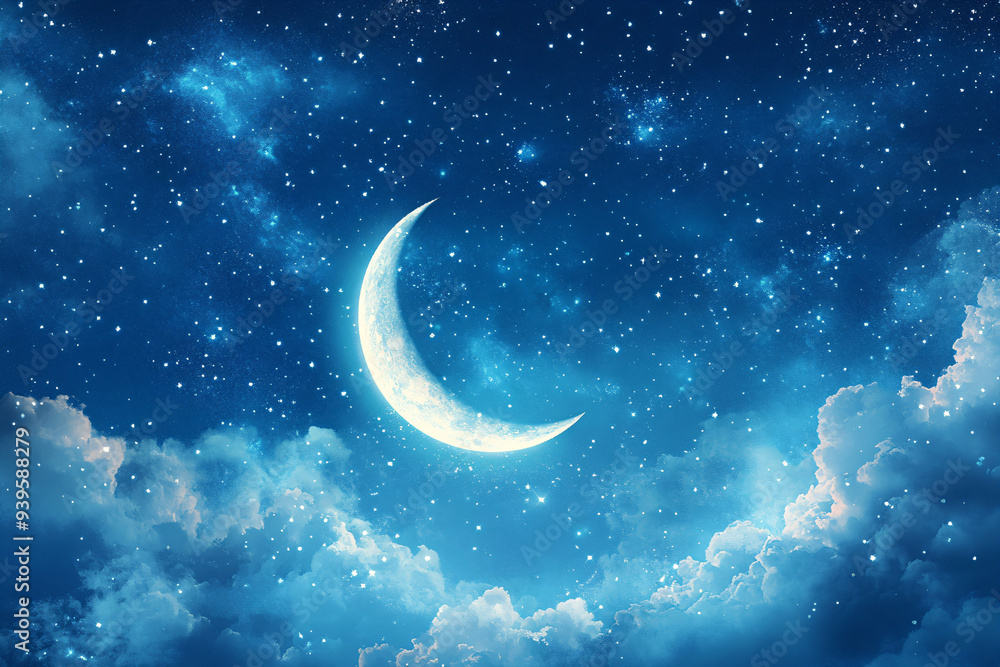 Fototapeta premium Crescent Moon Night Sky.