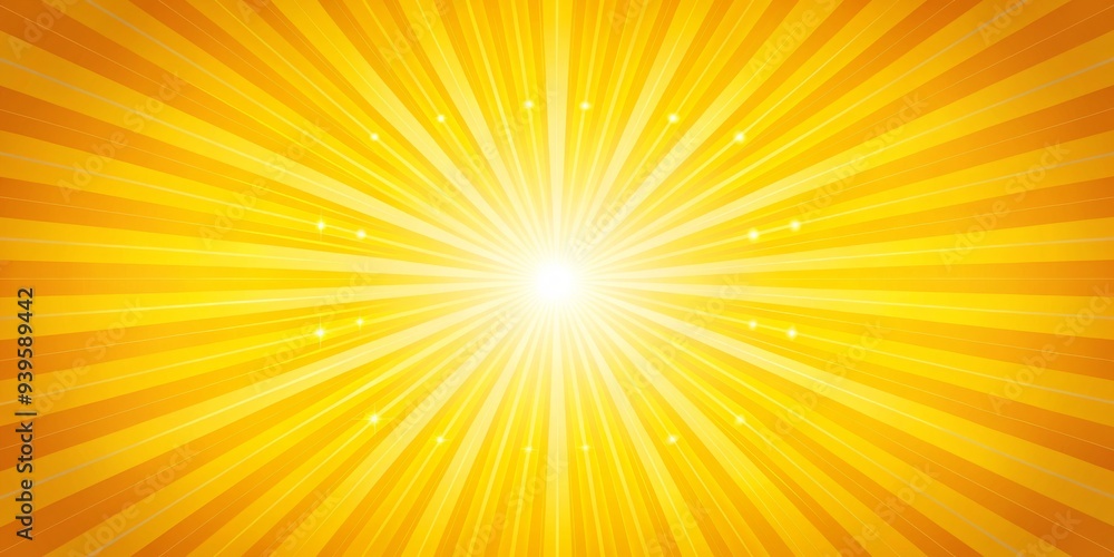 Obraz premium Radiant Sunburst with Glowing Center, abstract, yellow, sun, background, rays , sunshine