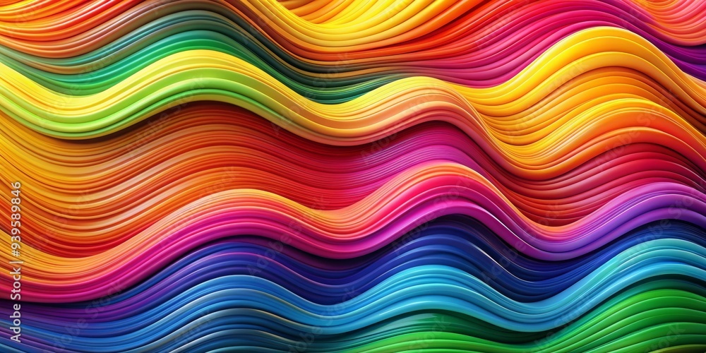 Rainbow Waves 3D Rendering of Colorful Curved Stripes, abstract, art, digital art, graphic design Rainbow Waves 3D Rendering of Colorful Curved Stripes, abstract, art, digital art, graphic design
