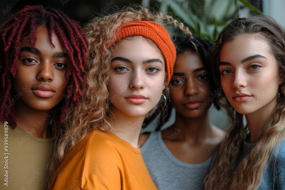 Group of diverse young people representing Gen Z, Generative AI Group of diverse young people representing Gen Z, Generative AI