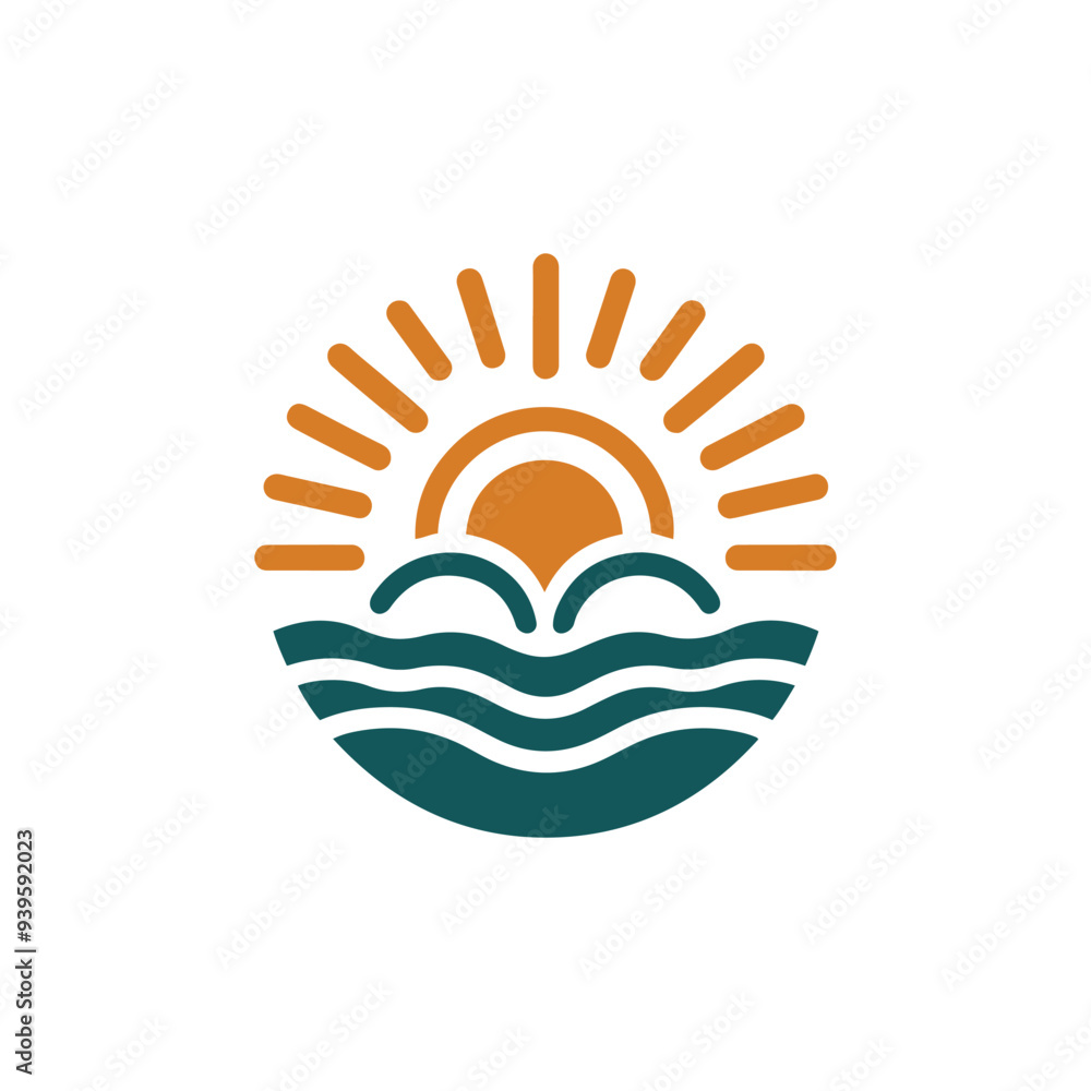 sun icon abstract vector art illustration
