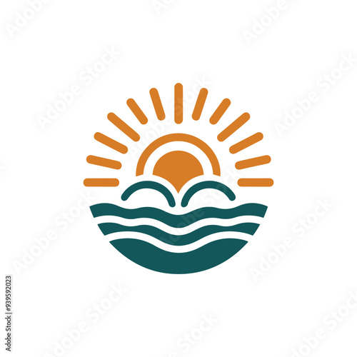 sun icon abstract vector art illustration