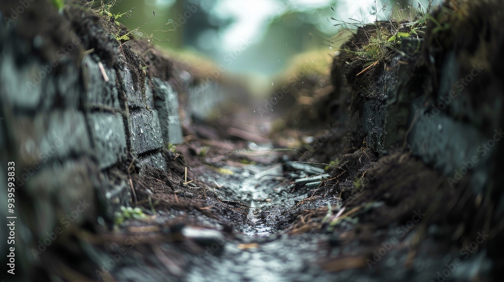 Trenches in dirt background horizontal composition Trenches in dirt background horizontal composition