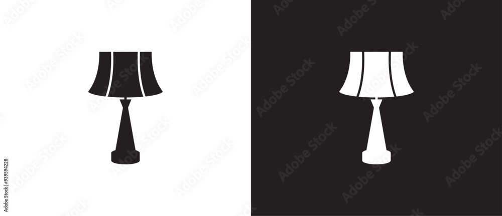 Bedside lamp black icon. Table Lamps with Different Lampshades Set of Lighting Fixtures. Table lamp icon flat bright bulb design. Bedroom lamp icon vector symbol on black and white background. Bedside lamp black icon. Table Lamps with Different Lampshades Set of Lighting Fixtures. Table lamp icon flat bright bulb design. Bedroom lamp icon vector symbol on black and white background.