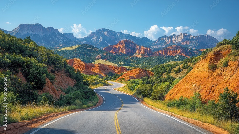 Winding mountain road through the desert, wilderness in the sun. Winding mountain road through the desert, wilderness in the sun.