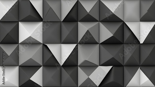 Minimalist black and gray pattern in 3D paper style.