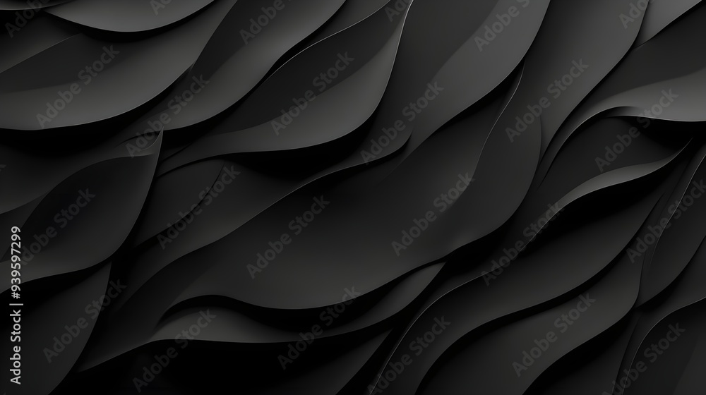 Obraz premium Minimalist black and gray pattern in 3D paper style.