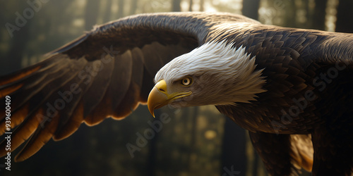 Wallpaper Mural 10. Crisp and detailed close-up of a majestic bald eagle in flight Torontodigital.ca