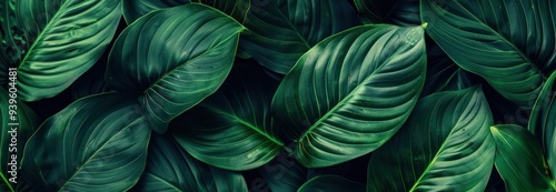 Wallpaper Mural Green Leaves Pattern Torontodigital.ca