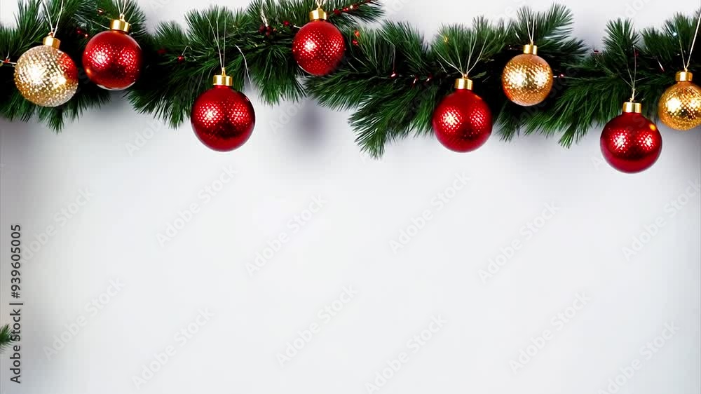 Shiny Christmas bauble hanging on Christmas tree branch for festive decoration. AI generation. Shiny Christmas bauble hanging on Christmas tree branch for festive decoration. AI generation.