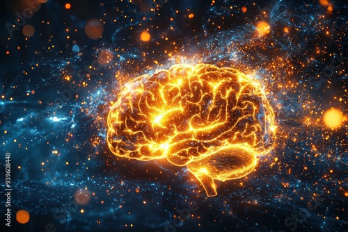 Wallpaper Mural Human brain surrounded by chaotic thoughts, representing insomnia and racing mind, 3D illustration Torontodigital.ca