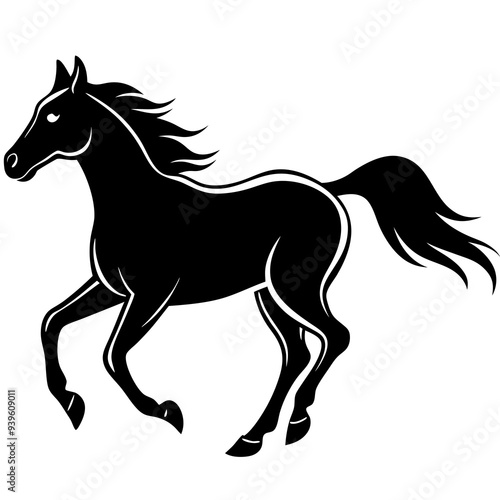 horse silhouette isolated on white