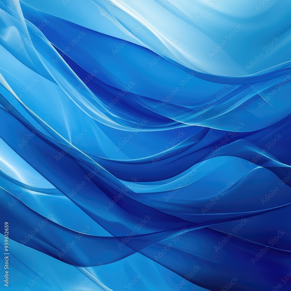 Fototapeta premium Dynamic abstract design featuring bold blue and gentle light blue waves.
