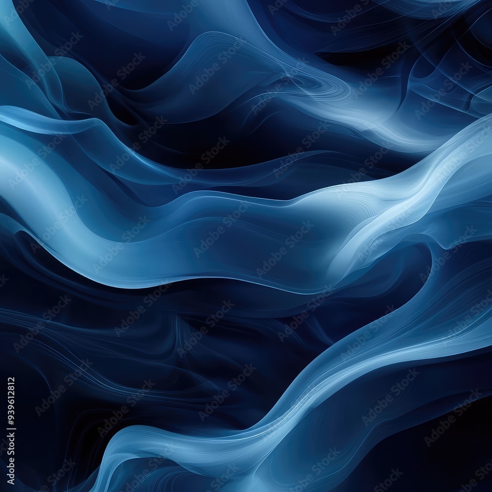 Obraz premium Dreamy abstract backdrop with fluid transitions between dark blue and light blue shades.