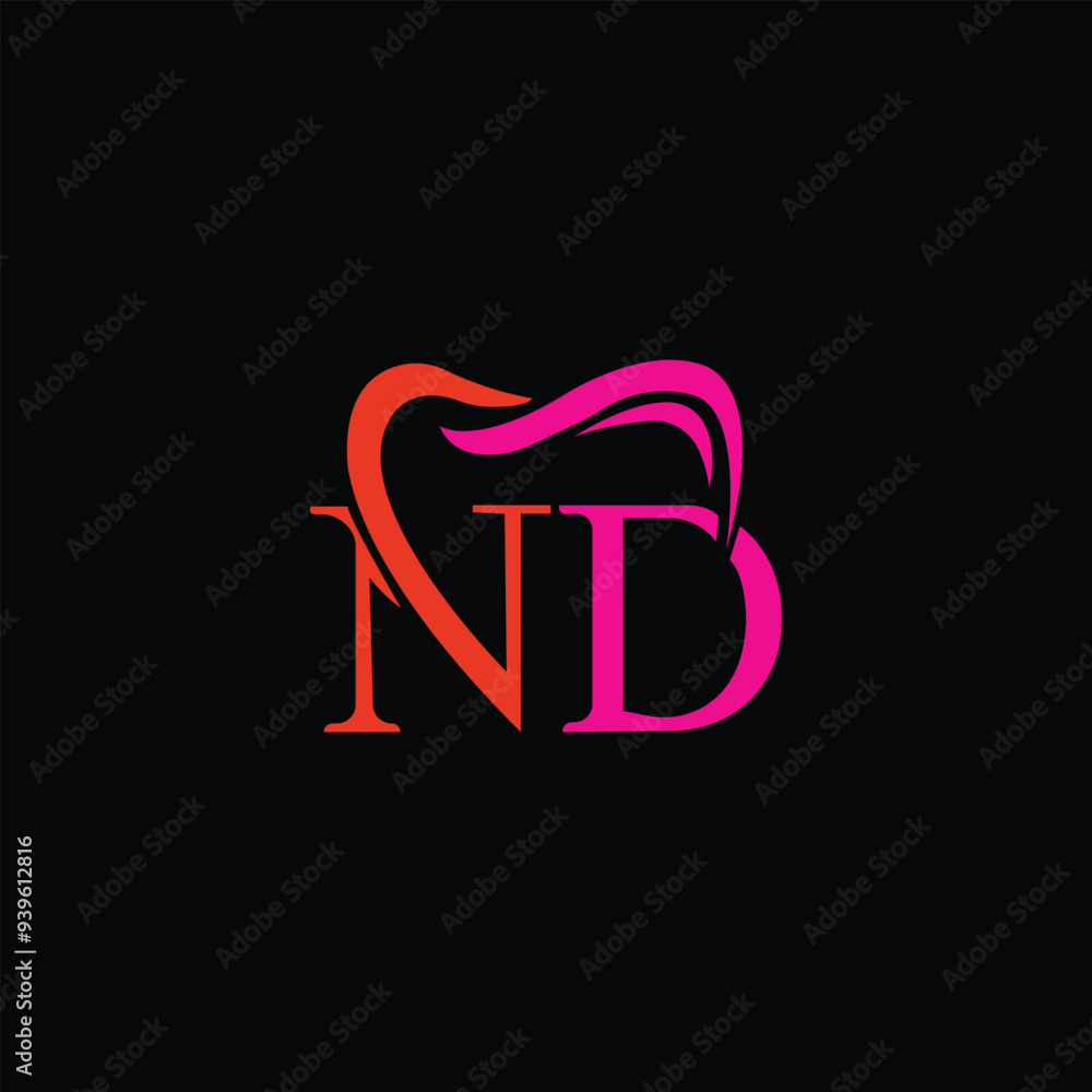 ND logo monogram emblem style with crown shape design template ND logo monogram emblem style with crown shape design template