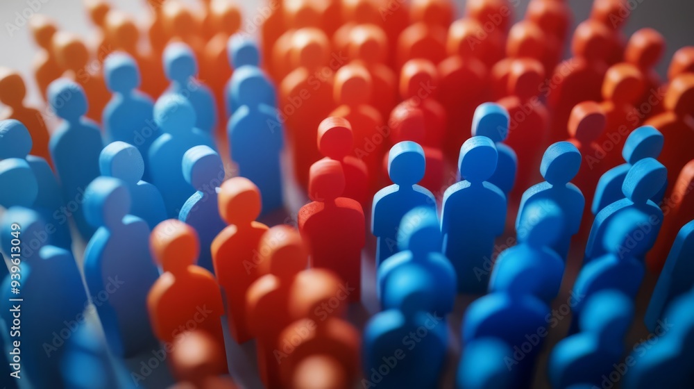 Obraz premium Public opinion survey, people being asked about presidential preferences, 3D illustration