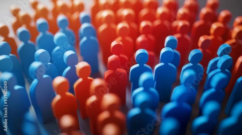 Public opinion survey, people being asked about presidential preferences, 3D illustration