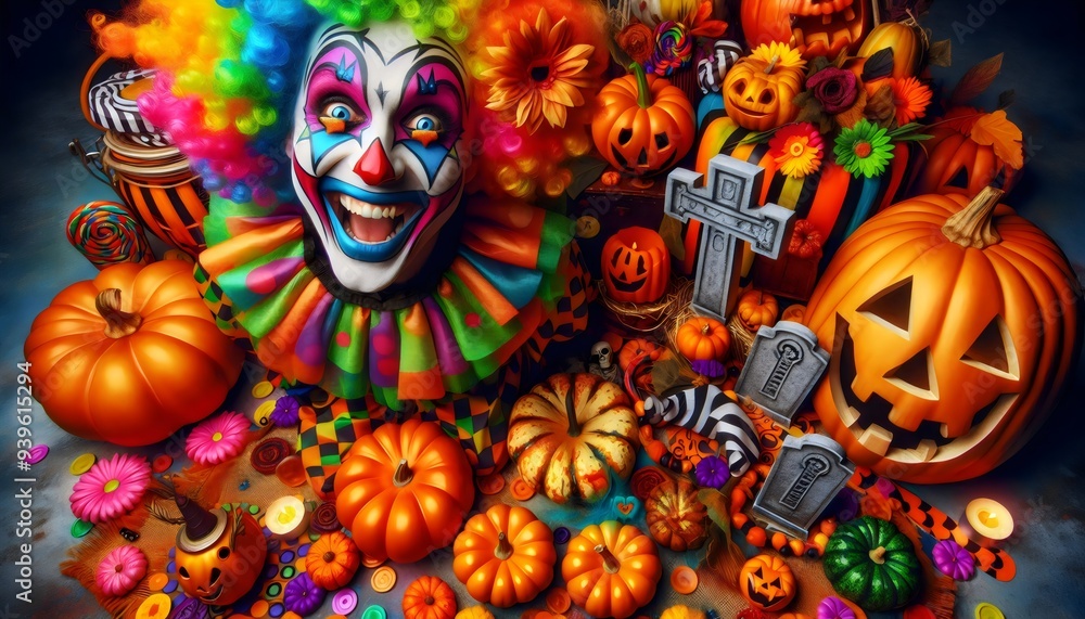 Ilustración Wallpaper Horripilante de Payasos: Un Toque Vibrante para Halloween Ilustración Wallpaper Horripilante de Payasos: Un Toque Vibrante para Halloween