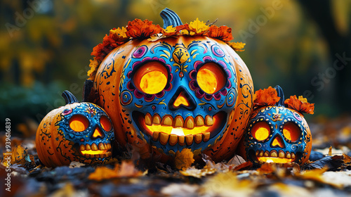 Day of the Dead Pumpkin Trio photo