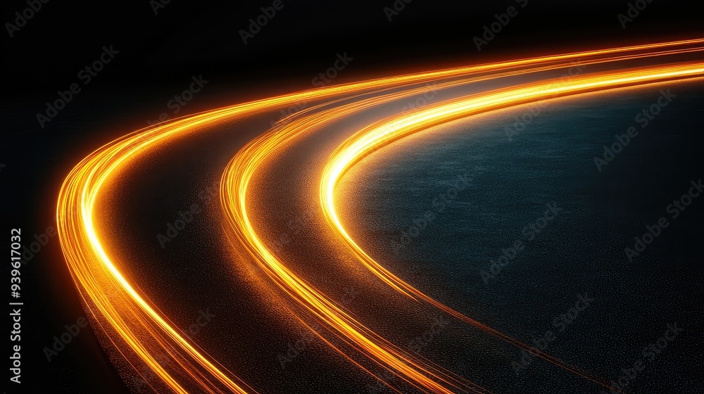 Bright light trails forming a smooth, curved path against a deep background, giving the impression of a winding road. Bright light trails forming a smooth, curved path against a deep background, giving the impression of a winding road.