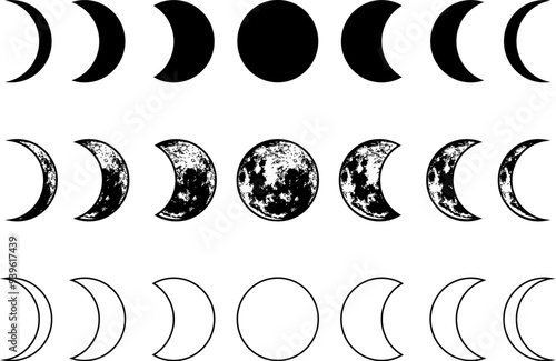 Moon Phases Vector Illustration