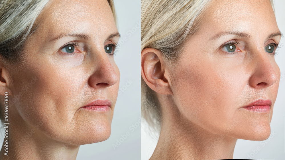 elderly woman before and after facelift, face lift surgery, cosmetic procedures and injections, threads and fillers, woman's face elderly woman before and after facelift, face lift surgery, cosmetic procedures and injections, threads and fillers, woman's face