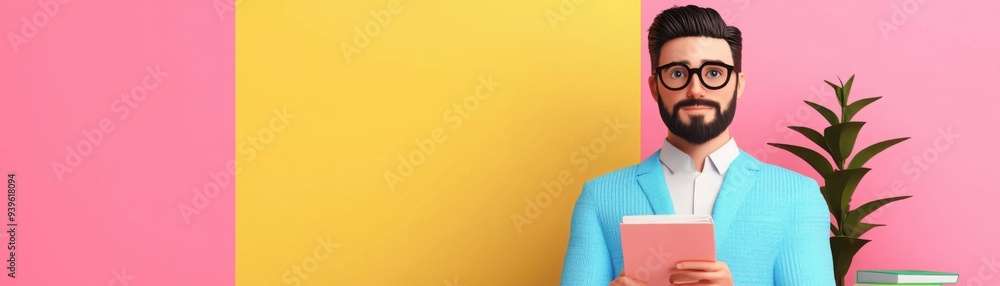 Company performance analysis, executive reviewing key metrics, 3D illustration Company performance analysis, executive reviewing key metrics, 3D illustration