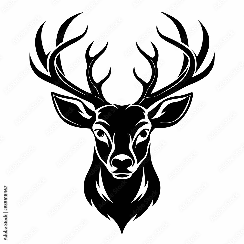 Deer Head Silhouette Black Vector Deer Head Silhouette Black Vector